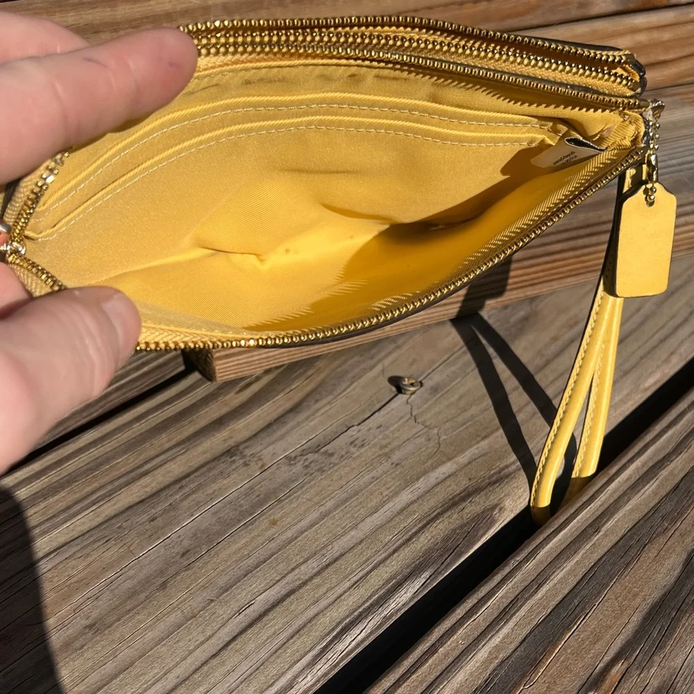 - Coach Double Sided Yellow Leather Wristlet! EUC!!